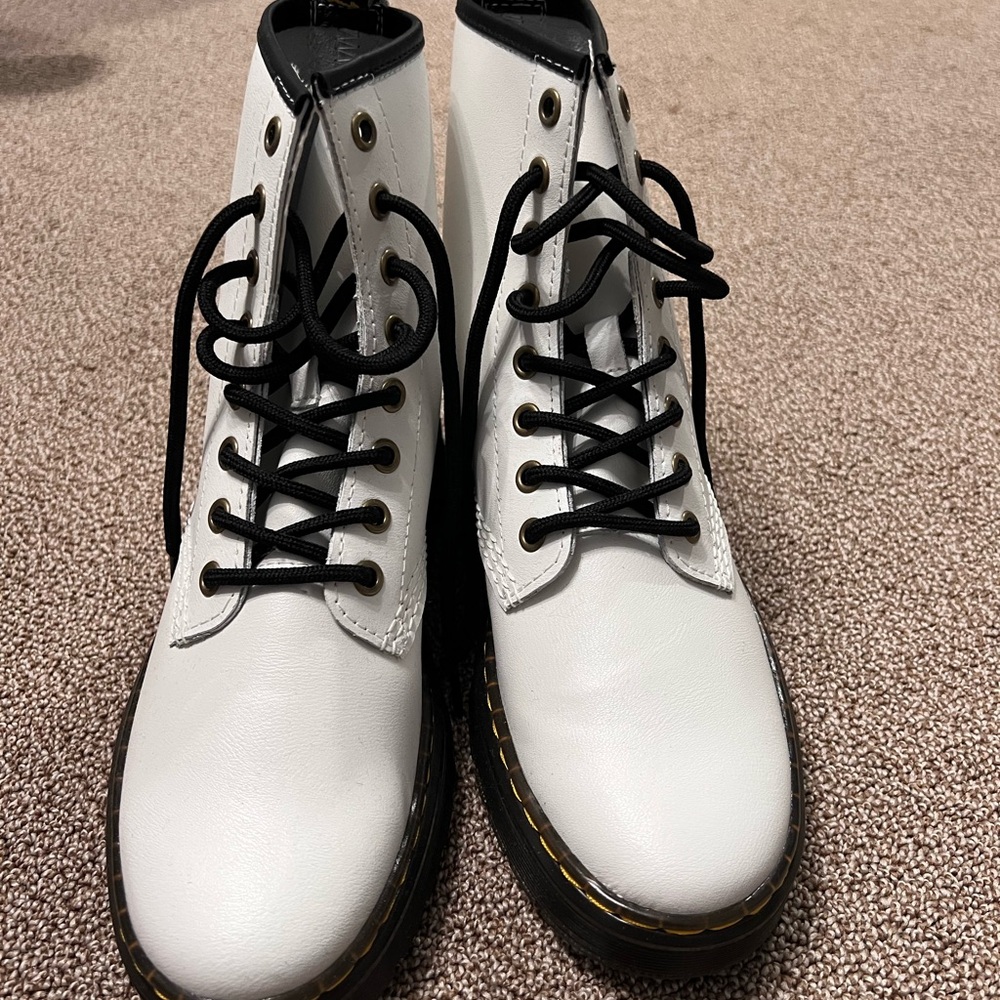 Dr. Martens White Lace Up Boots